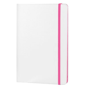 EgotierPro 37088 - White PU Cover Notebook with Elastic Closure COLORE