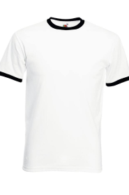 Fruit of the Loom SC245 - Ringer Men's T-Shirt 100% Cotton white/black